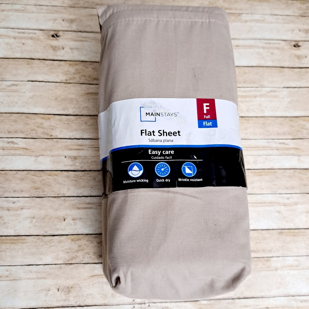 Mainstays Brown Full Flat Sheet 300 Thread Count Easy Care
